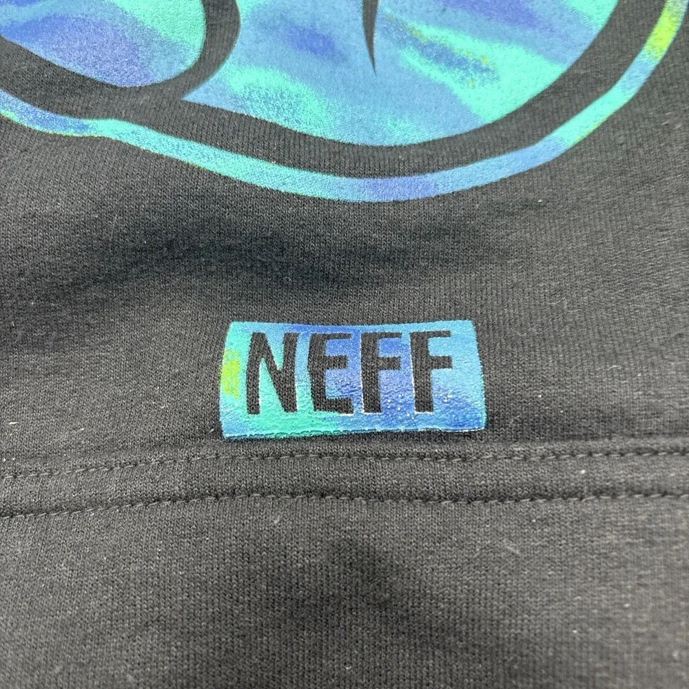 Neff Peace Sign Fingers Black Hoodie Size Medium Pullover Multicolor Graphic Pri